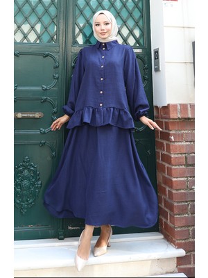 Fırfırlı Tunik Etek Ikili Takım 0146-05 Lacivert