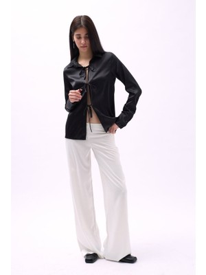 Bağlama Detay Saten Gömlek