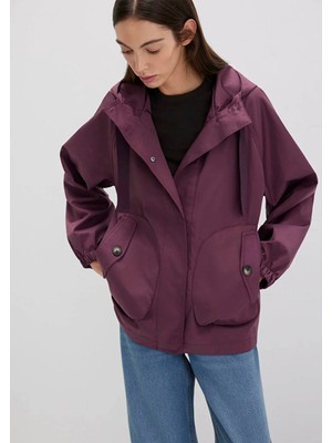 Mavi Kapüşonlu Mor Ceket 1110014-70223