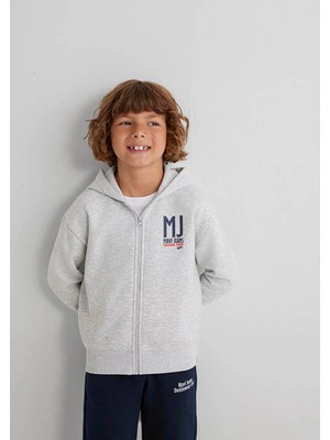 Mavi 6S10138-88467  MJ Baskılı Gri Sweatshirt Erkek Çocuk Uzun Kol Kapüşonlu Orta Kalınlık Özellikli