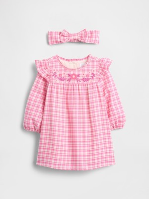 Gap Bebek Pembe Gingham Elbise Seti