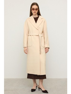 Torba Cepli Kendinden Desenli Oversize Limited Edition Kaban Krem 3140