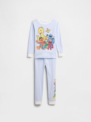 Gap Bebek Açık Mavi Sesame Street %100 Organik Pamuk Pijama Takımı