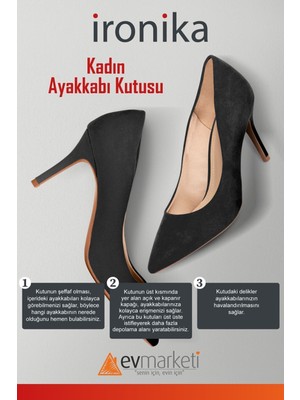Ironika 10 Adet Kadın Ayakkabı Kutusu Şeffaf Ayakkabı Istifleme Saklama Kutusu