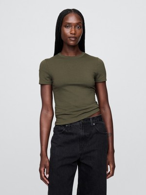 Gap Kadın Yeşil Closeknit Jersey T-Shirt