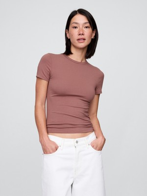 Gap Kadın Açık Kahverengi Closeknit Jersey T-Shirt