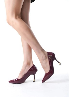 Kadın Bordo Rugan Stiletto Topuklu Ayakkabı