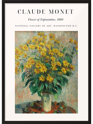 Siyah Çerçeveli Tablo, Claude Monet Sarı Çiçek Tablosu, Salon Dekoru Poster No: 113560