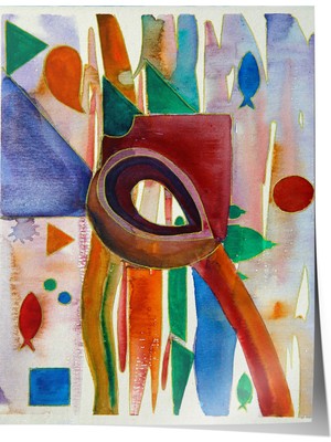 Çerçevesiz Poster, Renkli Soyut Göz ve Desen Çizimi, Ofis Dekoru Poster No: 113541