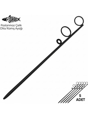 Olta Kamış Ayağı - Paslanmaz Çelik - Fishack - Siyah - 5'li