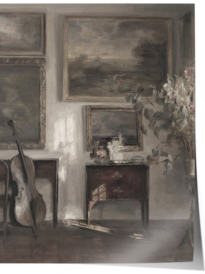 Çerçevesiz Poster, Siyah Beyaz Klasik Iç Mekan Tablosu, Salon Dekoru Poster No: 113658