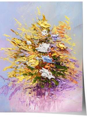 Çerçevesiz Poster, Pastel Tonlarda Çiçek Deseni, Salon Dekoru Poster No: 113517