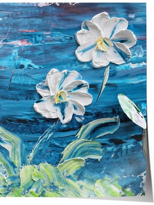 Çerçevesiz Poster, Mavi Dalgalar Arasında Zambak, Salon Dekoru Poster No: 113516