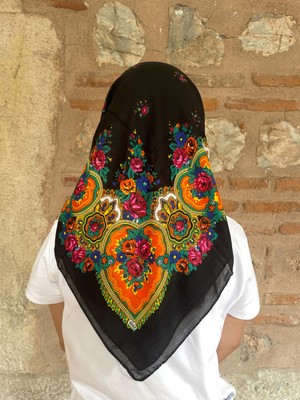 Mardin Yazması  Çiçek Desenli Başörtüsü 100X100 cm – Çeyizlik ve Günlük