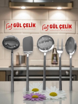 Kepçe Kevgir Servis Seti 5 Parça 18/0 Kalite