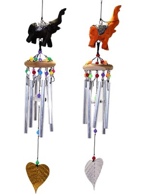 Üstü Ahşap Altı Metallı Filli Rüzgar Çanı 1/3