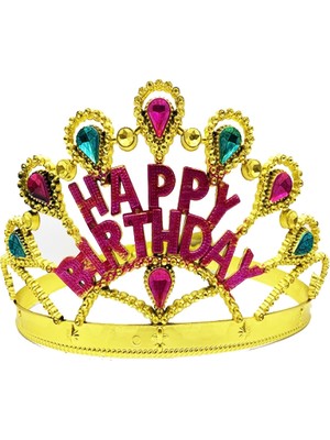 Magicool Altın Renk Happy Birthday Yazılı Doğum Günü Tacı 60 cm