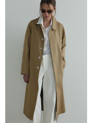 Camel Rue Gömlek Yaka Trençkot
