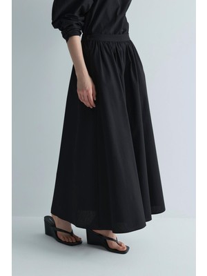 Suud Collection Siyah Lara Kloş Etek