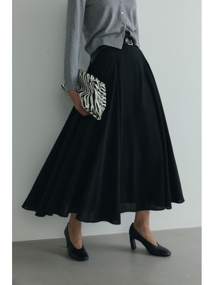 Suud Collection Siyah Liza Kemerli Etek