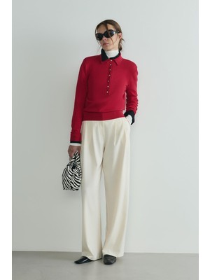Krem Lina Pileli Pantolon