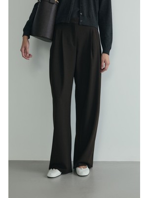 Acı Kahve Lina Pileli Pantolon