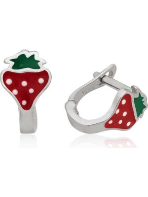  925 Ayar Gümüş Çilek Çocuk Küpesi