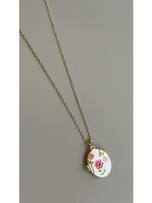 Çiçek Kapaklı Kolye - Altın