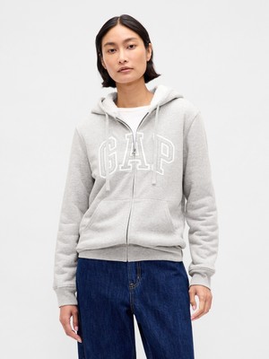Gap Kadın Açık Gri Gap Logo Fermuarlı Sweatshirt