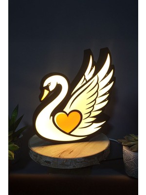 Kalpli Kuğu Tasarımlı Gece Lambası Dekoratif Aydınlatma