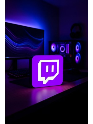 Twitch Logo Tasarımlı Gece Lambası Dekoratif Aydınlatma Beyaz
