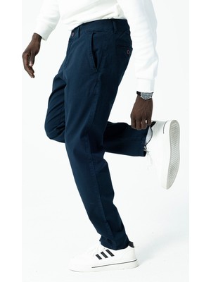 Erkek %100 Pamuklu Regular Fit Chino Pantolon Lacivert - 4200