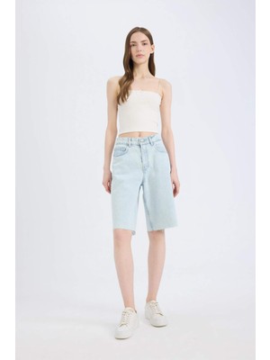 DeFacto Normal Bel Jean Bermuda Şort E1149AX25SP