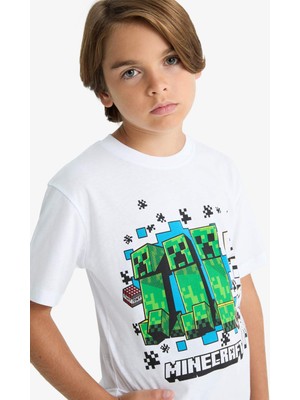 DeFacto Minecraft Bisiklet Yaka Kısa Kollu Tişört Erkek Çocuk B7946A825AU