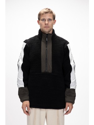 Bomb Si̇yah Yarım Fermuarlı Erkek Polar