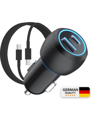 Woyax Araç Şarj Aleti Çakmaklık Type-C + USB Girişli Kablolu Set 38W