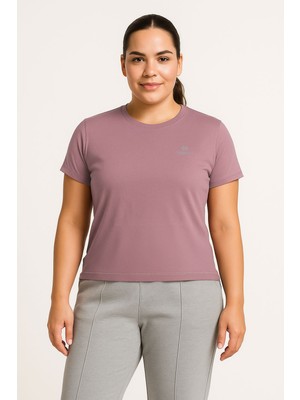 Tommy Life Gül Kurusu Baskılı Rahat Form Büyük Beden Performans Kadın T-Shirt - 97308