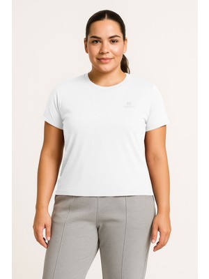 Tommy Life Beyaz Baskılı O Yaka Rahat Form Battal Büyük Beden Kadın T-Shirt - 97308