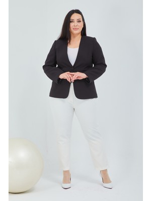 Fagi Kadın Büyük Beden V Yaka Tek Düğmeli  Ceket