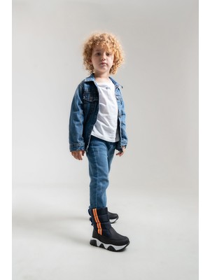 Mnpc Erkek Çocuk Lacivert Suni Deri Suya Dayanıklı Kürklü  Kar Botu