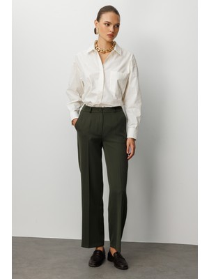 Mizalle Cepli Klasik Haki Kumaş Pantolon