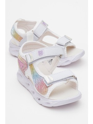 Mnpc Kız Çocuk Beyaz Işıklı Anatomik Hafif Günlük Sandalet