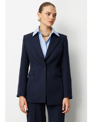 Mizalle Tek Düğme Klasik Lacivert Ceket