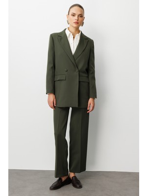Mizalle Oversize Haki Kruvaze Blazer Ceket