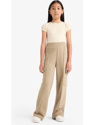 DeFacto Beli Lastikli Wide Leg Kargo Eşofman Altı Kız Çocuk E6930A825AU