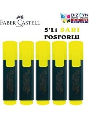 Faber-Castell Fosforlu Kalem 5'li Sarı Renkli Set 5 Parça Kırtasiye Ürünü