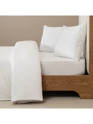 %100 Pamuk Saten Kumaş Nevresim Seti 240X220 cm Beyaz - Regina Serisi