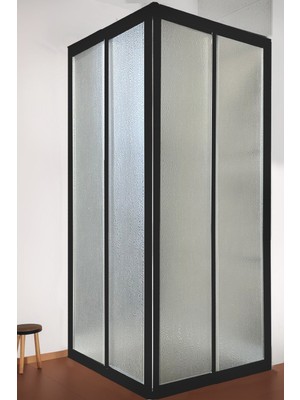 Siyah Profil Şerit Desen Mika Duşakabin Köşe