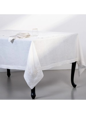 Petite %100 Keten Beyaz Masa Örtüsü