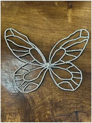 Gönülden Tasarım Ütü İle Yapışan Zirkon Taşlı Kelebek Dikiş Aksesuarı 23x19 cm Şık Giyim İçin Özel Tasarım